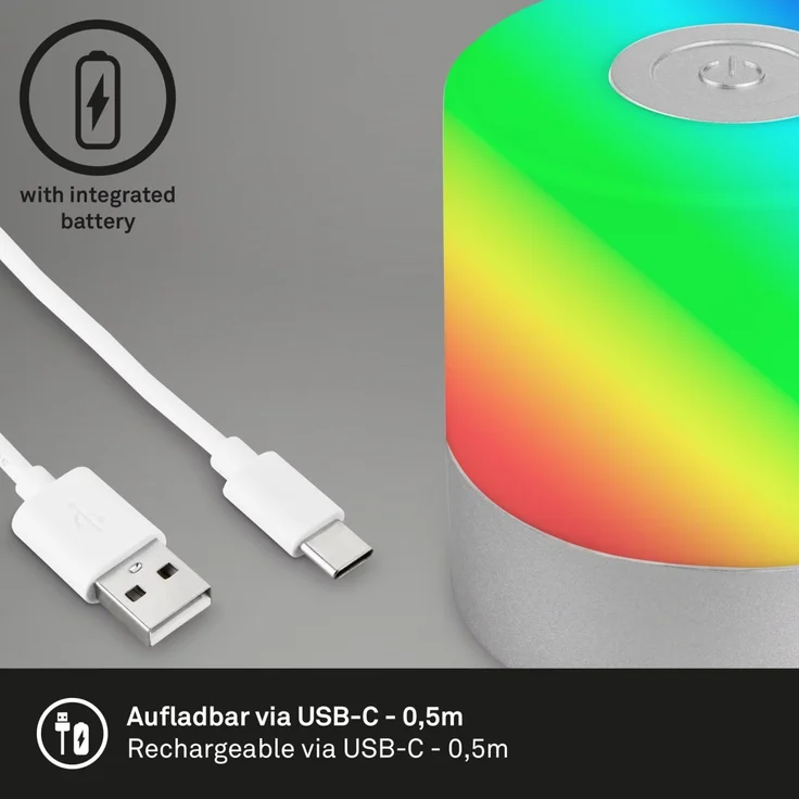 Di-KA Akku Tischleuchte SMAL 1,5W, RGB-Touchsteuerung, chrom – Bild 8