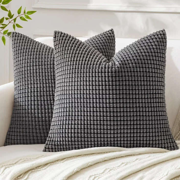 Kissenbezüge Kordsamt 40x40cm Grau Wohnzimmer Schlafzimmer – Bild 1