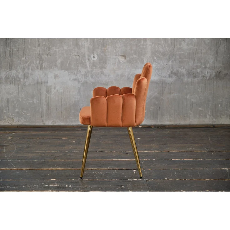 KAWOLA Stuhl FREJA Esszimmerstuhl Velvet orange Fuß gold 86 x 55 x 59 cm – Bild 4