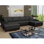 Wohnlandschaft mit Schlaffunktion Faris U-Form - Couch, Schlafsofa mit Bettkasten, Couchgranitur mit Bettfunktion, Big Sofa, Bettsofa (Schwarz + Graphit (Madryt 1100 + Inari 94))