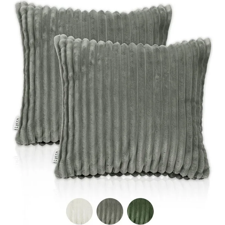 Lycce Dekokissen Kissenbezug Deluxe aus extra breitem, flauschigem Cordstoff 50x50cm