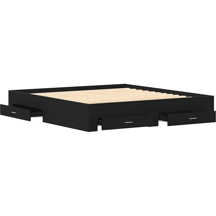 vidaXL Bettrahmen Schwarz Eichen-Optik 180 x 200 cm Holzwerkstoff 3333962 – Bild 4