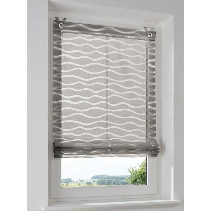 Rollo Raffrollo, heine, halbtransparent, Ösen mit Fensterhaken
