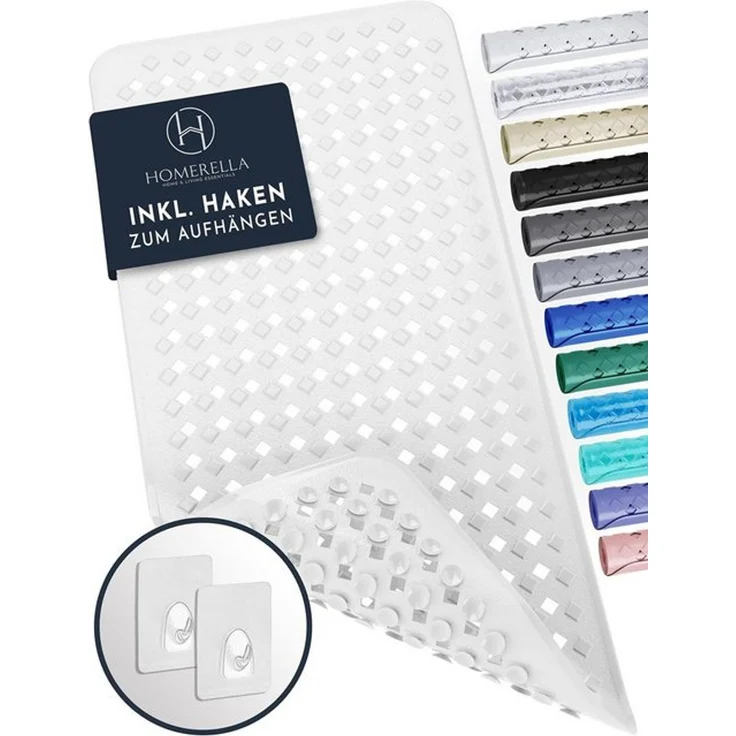 Homerella Badematte rutschfest Hautsensitiv 88x39 cm, INKL. AUFHÄNGUNG, Antirutschmatte Badewanne BPA frei, Duschmatte schimmelresistent & maschinenwaschbar – Bild 4