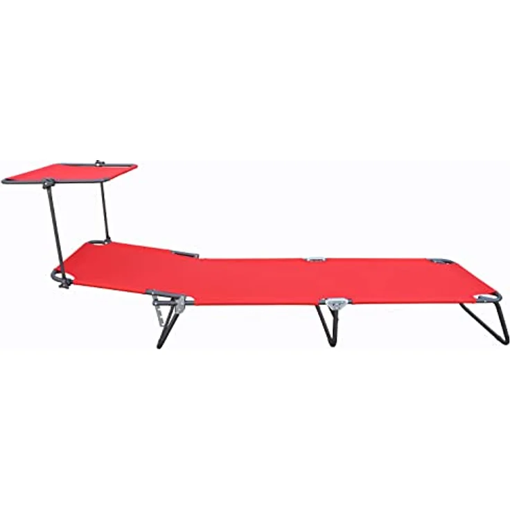 Ambia Garden Dreibeinliege, Rot, wetterfest, verstellbares Dach, klappbar, verstellbare Rückenlehne, 55x24x185 cm, Gartenmöbel – Bild 5