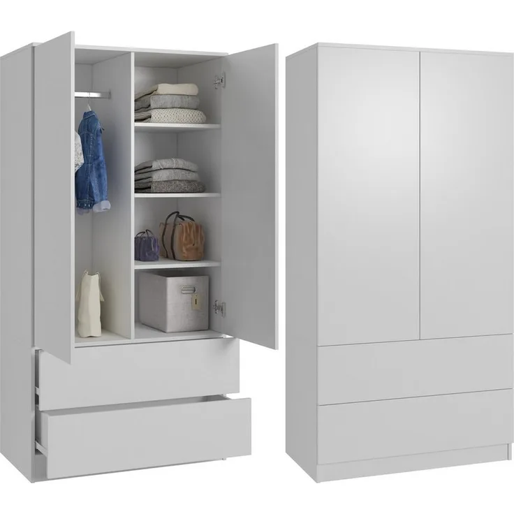 Beautysofa Kleiderschrank Classic Erhältlich mit oder ohne Schubladen, Farbvarianten