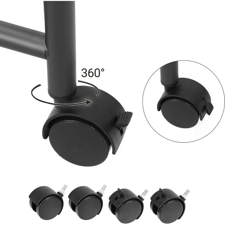 Songmics Wäschesammler auf Rollen mit 4 Fächern, Polyester Schwarz, 67/81 x 87,5 x 38,5 cm – Bild 8