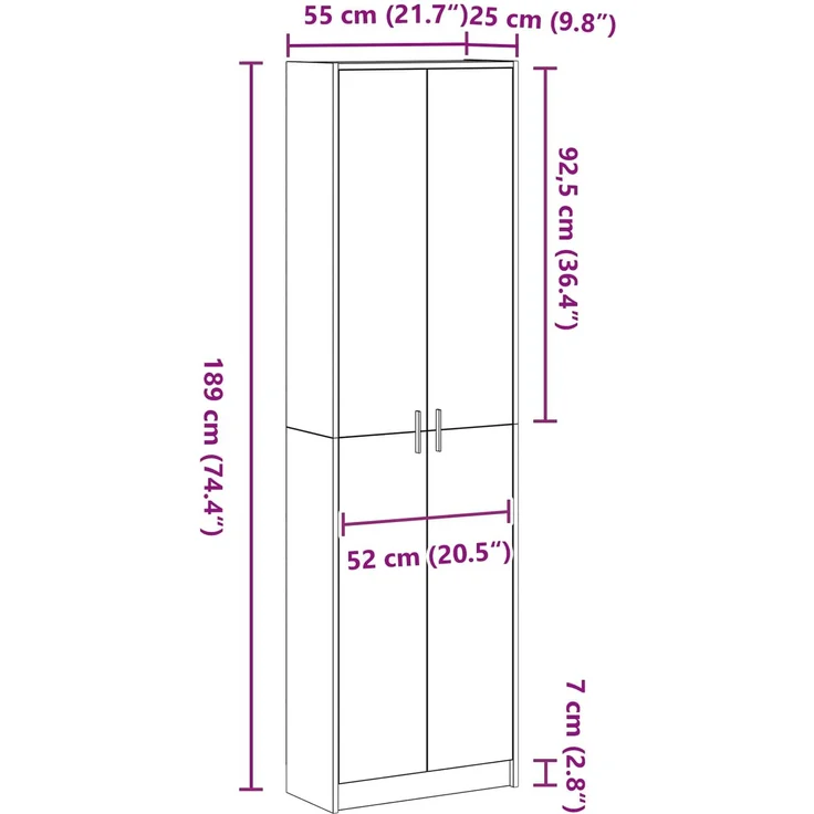 vidaXL Kleiderschrank mit Regal, Holzwerkstoff Weiß, 55 x 25 x 189 cm – Bild 11