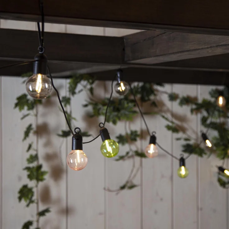 Outdoor-Lichterkette ,Fiesta' mit Batterien und Timer, 10 bunte LED Glühbirnen, L 360cm – Bild 2