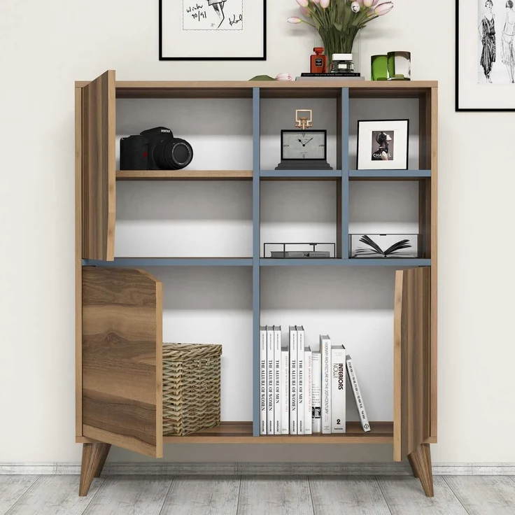 Skye Decor 'Pulse - Walnut, Blue' Mehrzweckschrank, Walnuss / Blau, 100 x 115 x 30 cm – Bild 2