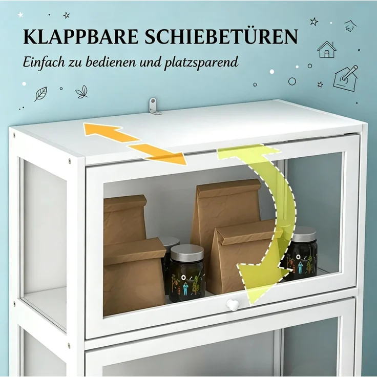 Vitrinenschrank aus MDF mit Acrylseiten und Schiebetüren, 59x30x139 cm, Weiß – Bild 7