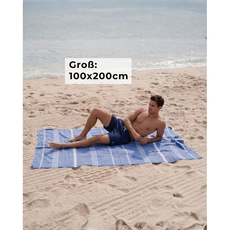 furora HOLIDAY Saunatuch Strandtuch Hamamtuch: groß 100x200 cm Saunatuch, Strandhandtuch dünn, Strandtuch Saunatuch aus 100% Baumwolle Strandtuch Set – Bild 3