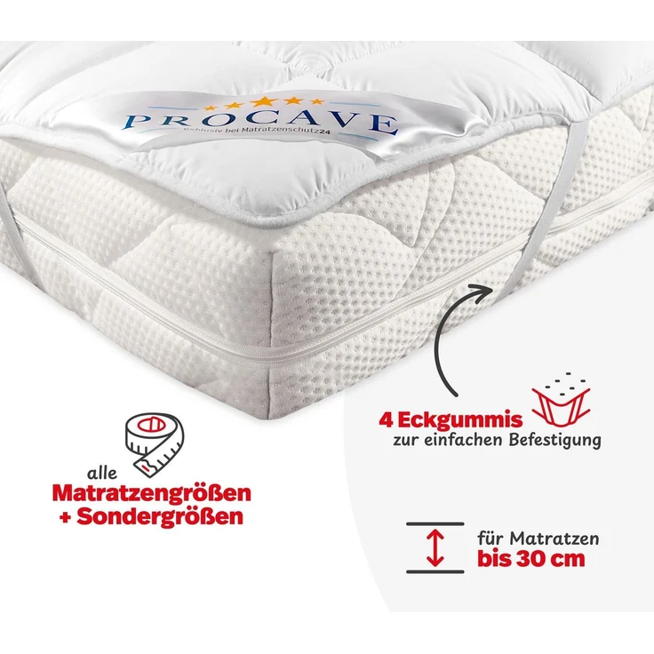 Matratzenschoner atmungsaktive Matratzenauflage 4 Eckgummis div. Größen PROCAVE, Microfaser Soft Topper, 90x200 cm – Bild 2