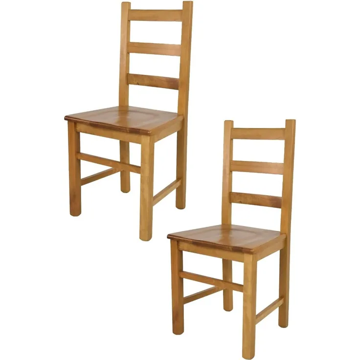 t m c s Tommychairs - 2er Set Stühle Rustica für Küche und Esszimmer, Robuste Struktur aus Buchenholz, in der Farbe Eichenholz lackiert und Sitzfläche aus Holz