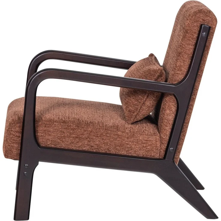 Sessel Mark - Chenille-Stoff Braun, Gestell Dunkelbraun – Bild 4