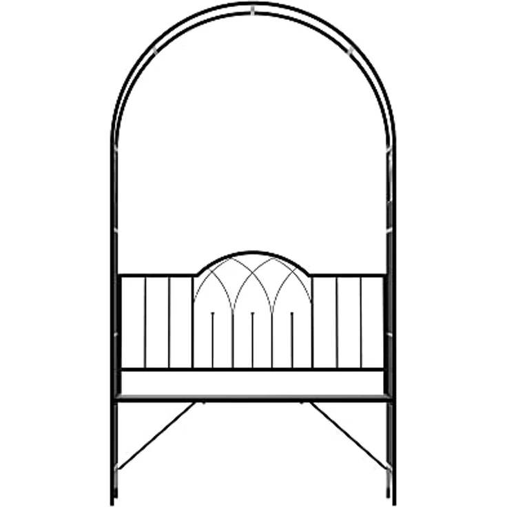 Outsunny Gartenbank Laubenbank Philosophenbank Rankgitter Rankhilfe (Rosenbank, 1-St, Rosenbogen mit Bank), Metall Schwarz 115 x 59 x 203 cm – Bild 1