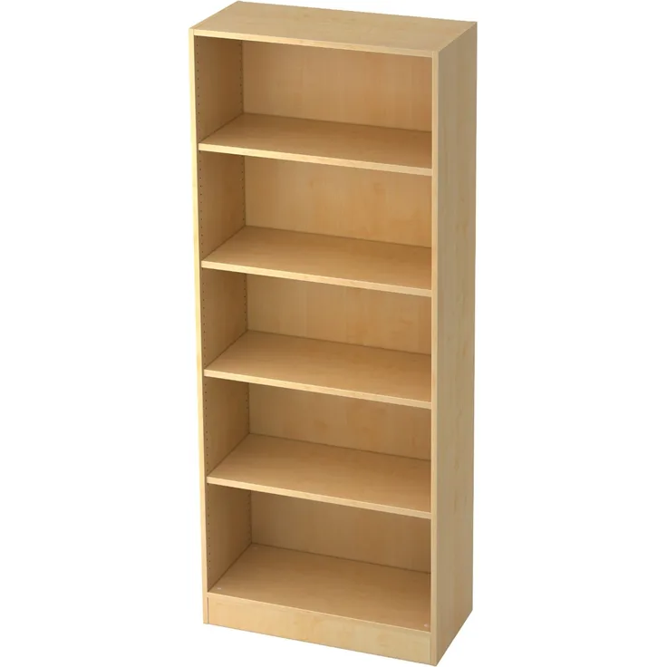 bümö office Regal Ahorn, Standregal Holz - Aktenregal für Ordner & Bücher, Bücherregal 80 cm breit, 5 OH Regal Wand, Büroregal, Holzregal, Ordnerregal, Buchregal, Wandregal, Büromöbel, 6000-3