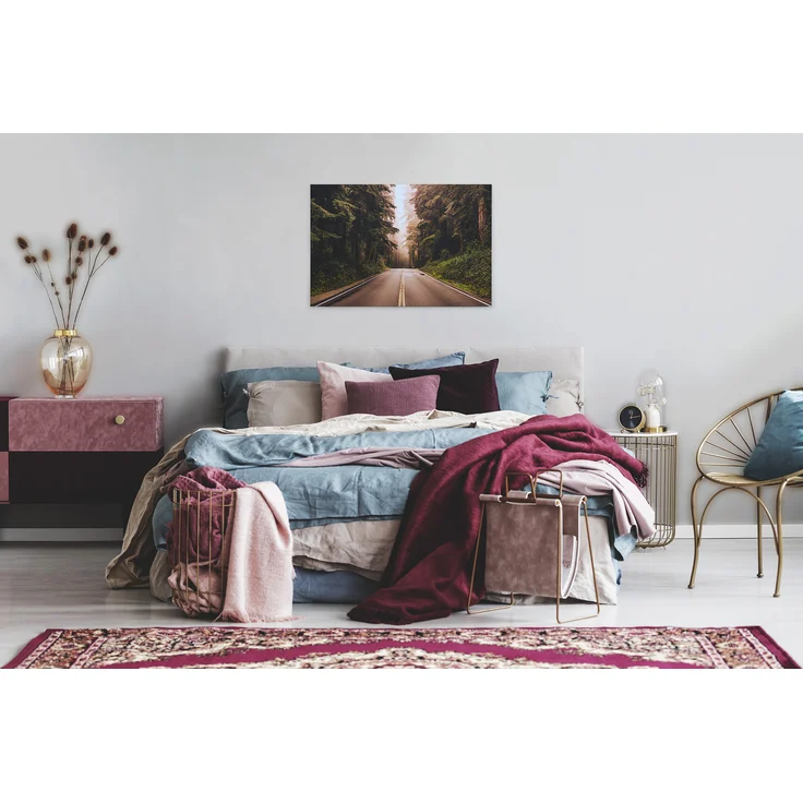 Leinwandbild Straße Wald Grün braun 90x60 DD120309 Keilrahmen Wandbild Leinwand – Bild 5
