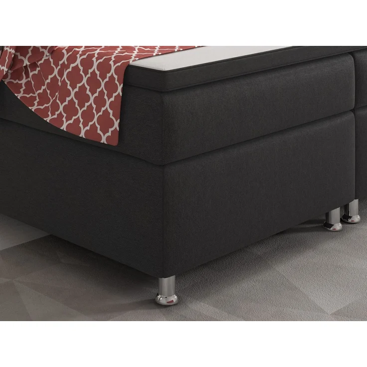 inter Boxspringbett Berlin Webstoff mit 7 Zonen Taschenfederkern und Topper (180x200 cm, Anthrazit mit 7 Zonen Taschenfederkernmatratzen und Topper), Taschenfederkern-Komfort, gepolstertes Kopfteil, inklusive Matratzen – Bild 4