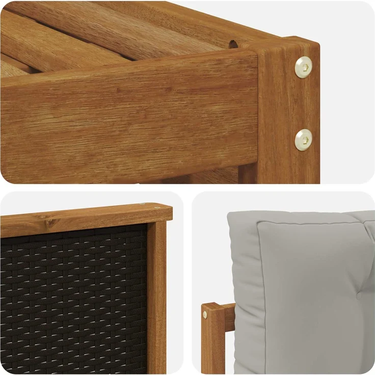 vidaXL Outdoor-Sofagarnitur 7 stk. 6-Sitzer Natur und Hellgrau 3383044 – Bild 5
