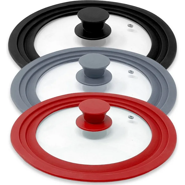 mixed24 Pfannendeckel 1x Silikon Topfdeckel Universalgröße mit Silikongriff 20-22-24cm
