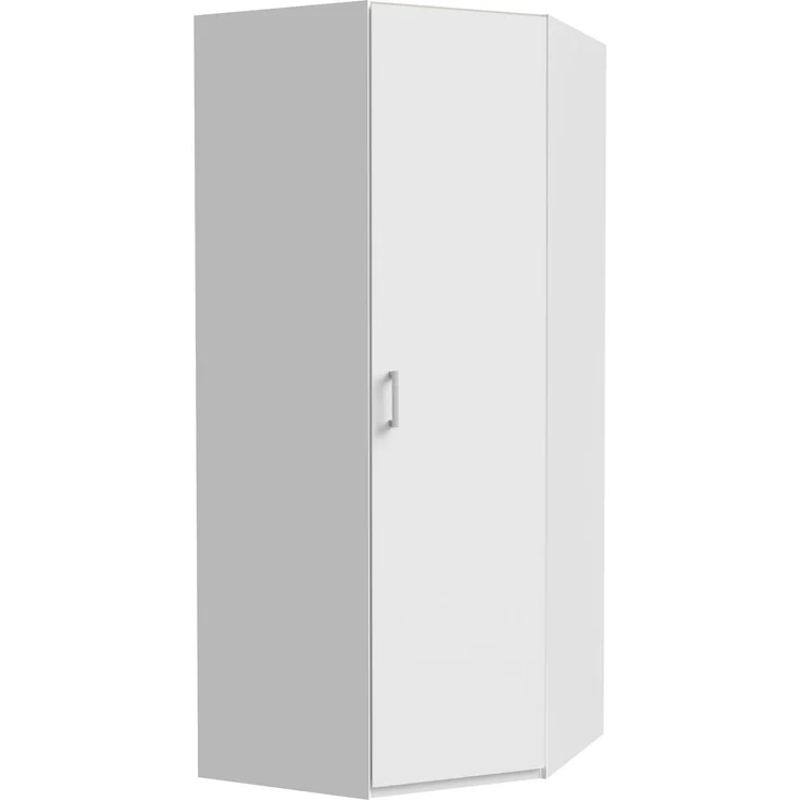 Forte ECONOBOX 2 Eckkleiderschrank 90, 1-türiger Drehtürenschrank, Holzwerkstoff, Weiß, 89,5 cm breit, 210,5 cm hoch, 89,4 cm tief – Bild 3