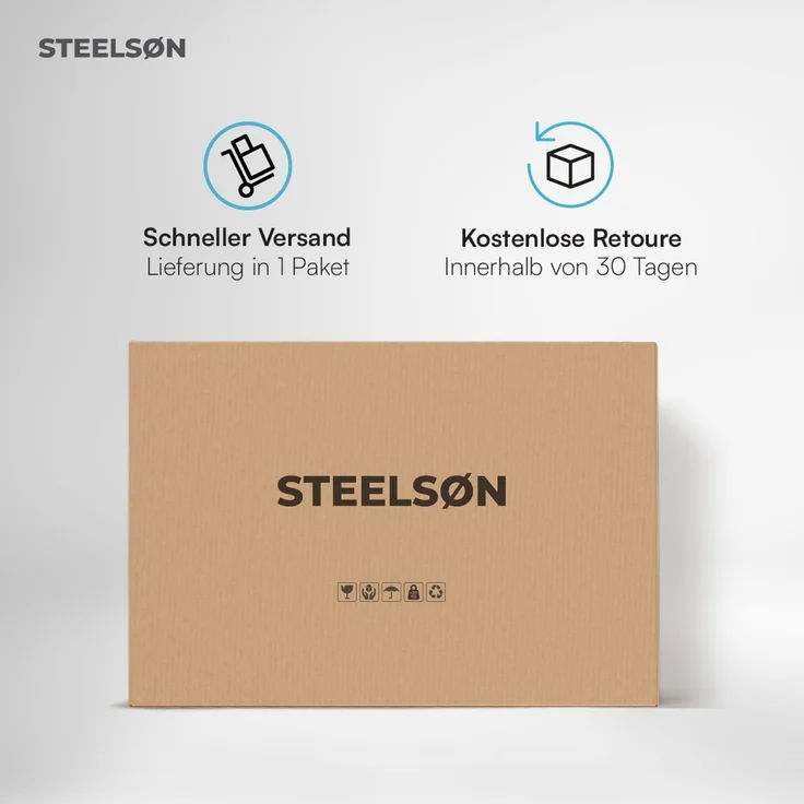 STEELSØN 'Thalora' Gartenlounge Set, 4-tlg. Sitzgruppe mit Sofa, 2 Stühlen und Tisch, inkl. Kissen, schwarz/anthrazit, aus Polyrattan – Bild 7