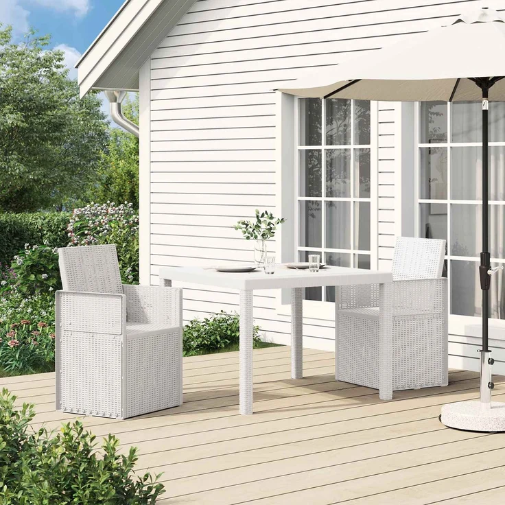vidaXL Garten Esszimmerstühle 2 pcs Weiß PP 899963 – Bild 1