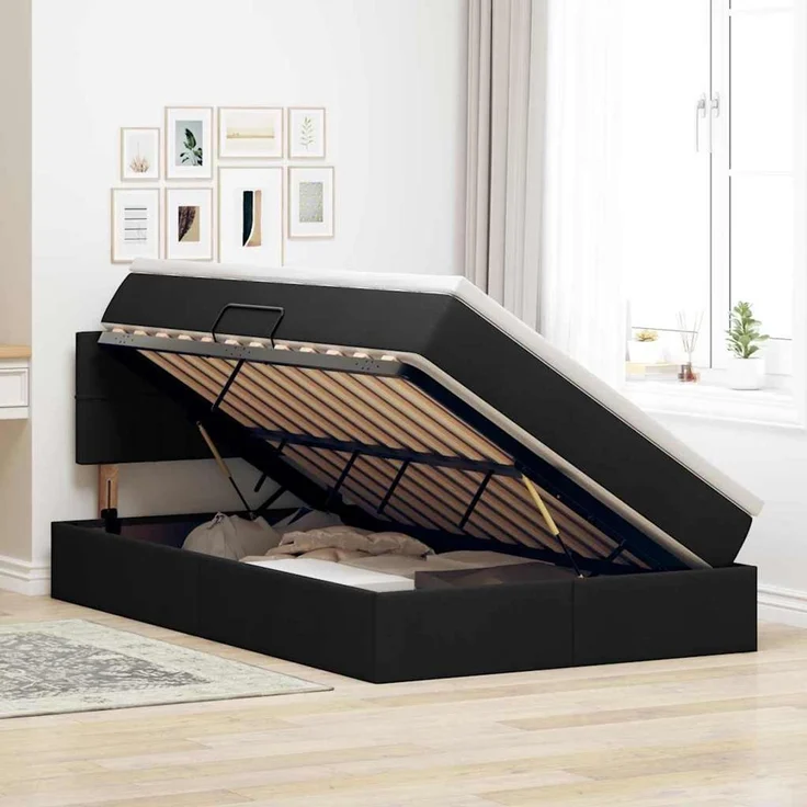 vidaXL LED-Speicherbett mit Matratze Schwarz 120 x 200 cm Stoff 3371138 – Bild 4