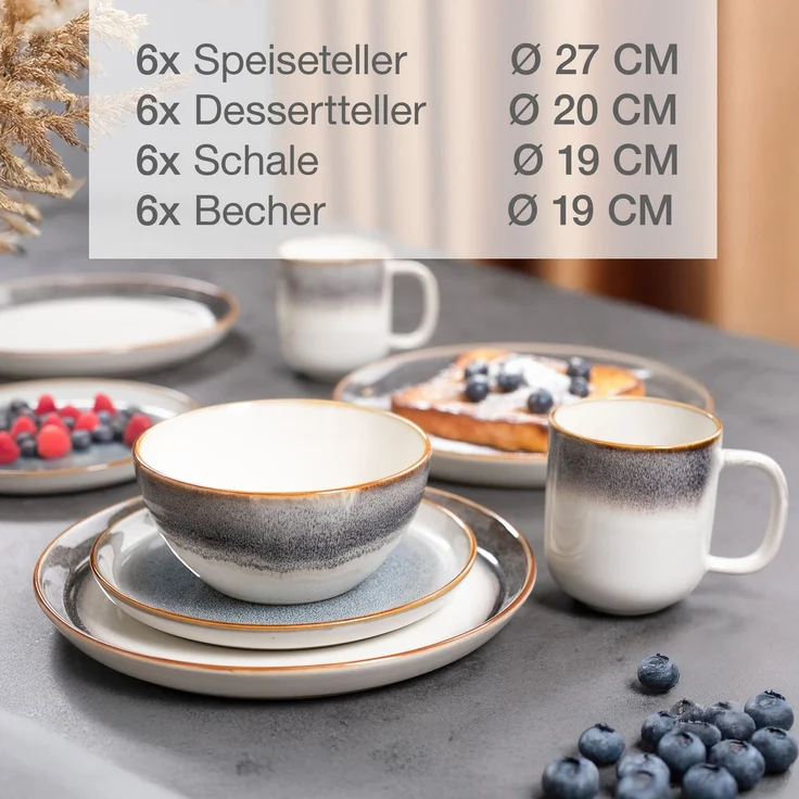 Moritz & Moritz TARENTO grau Geschirrset 24 tlg. – Bild 3