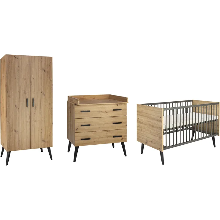 Schardt Kinderzimmer Set Morris Oak 4-teilig Schrank 2 Türen