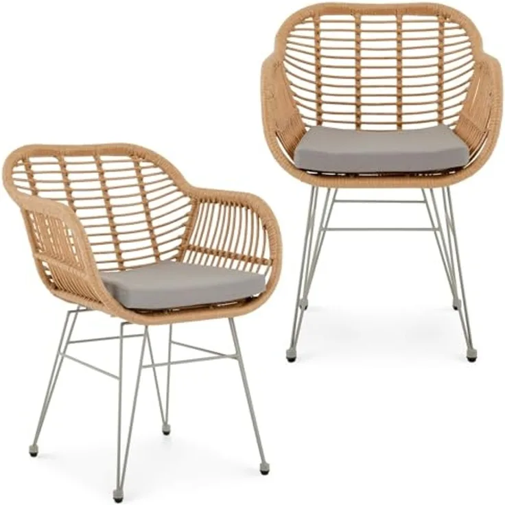 IDIMEX Gartenstuhl PARAMO (2 St), In & Outdoor Esszimmerstuhl 2er Set mit Metallgestell in Rattan Optik