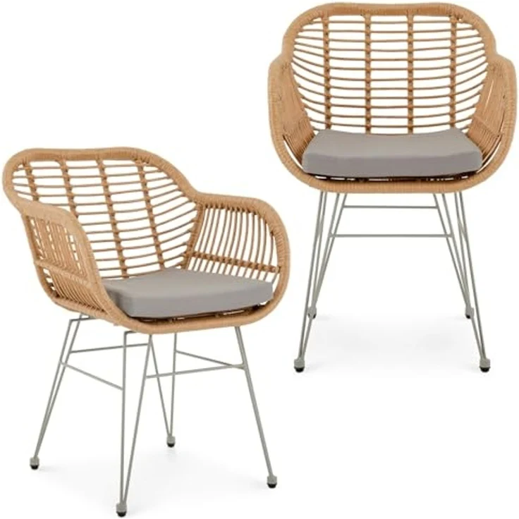 IDIMEX Gartenstuhl PARAMO (2 St), In & Outdoor Esszimmerstuhl 2er Set mit Metallgestell in Rattan Optik – Bild 1