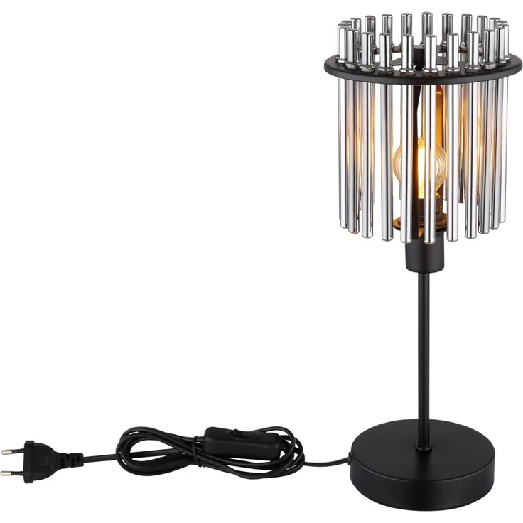 Tischleuchte, Metall, Glasstäbe, rauchfarben, E14, H 37,5 cm – Bild 6