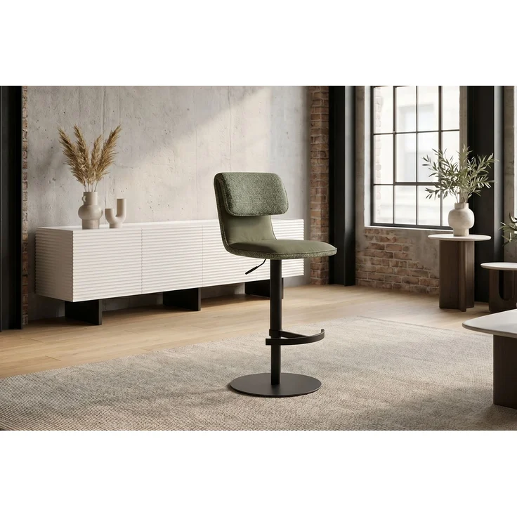 KAWOLA Barhocker LILIANA Barstuhl drehbar Stoff grün 91 x 61 x 46 cm – Bild 1