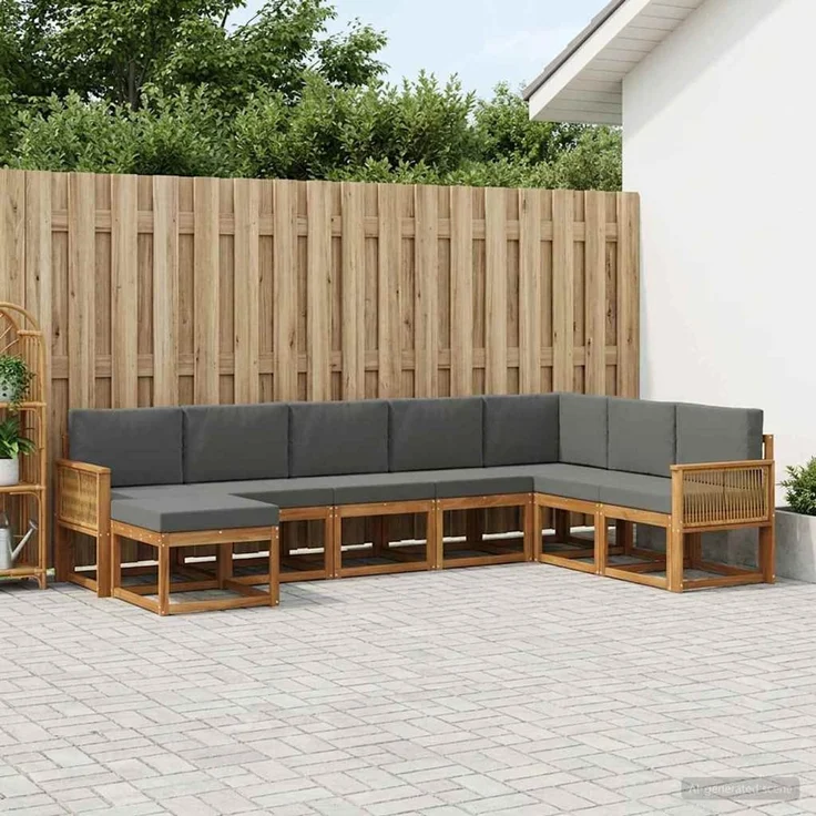vidaXL Outdoor-Sofagarnitur 8 stk. 8-Sitzer Natur und Anthrazit 3385458 – Bild 1