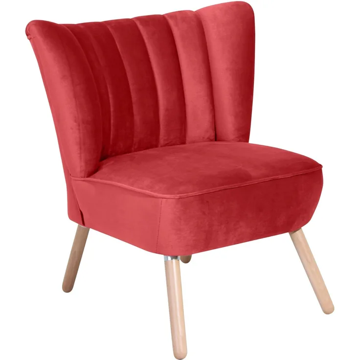 Sessel Kadisha Bezug Samtvelours Buche natur / rot 21102