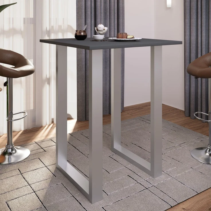 VCM Bartisch Xona 920139 Silber / Anthrazit H. 102 x B. 80 x T. 80 cm – Bild 3