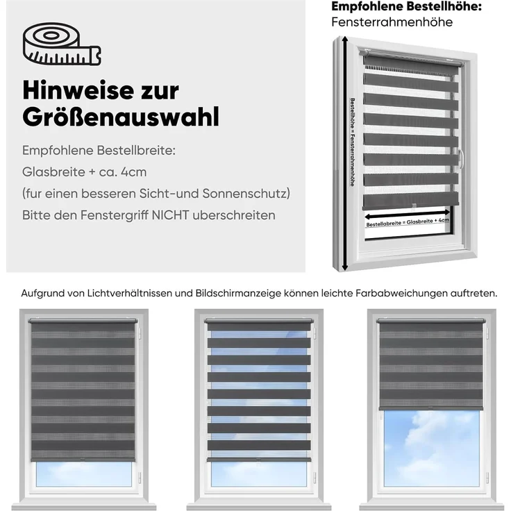Sekey Doppelrollo Schnurlos Klemmfix ohne Bohren Sichtschutz Dunkelgrau 75x210cm – Bild 3