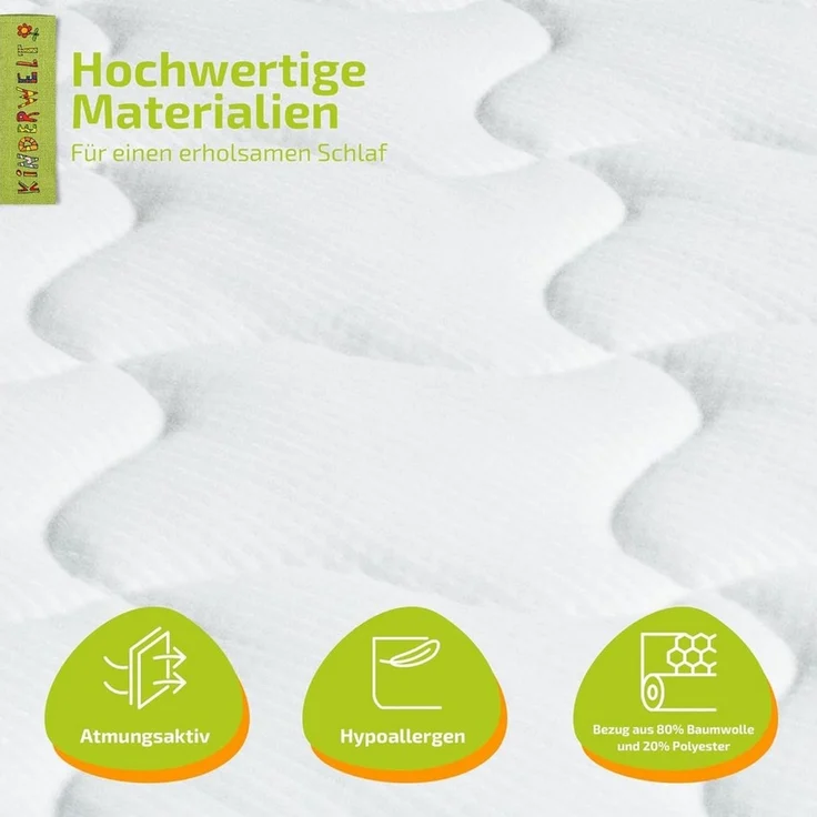 KiNDERWELT Babymatratze 40 x 90 x 10 cm, Schaumkernmatratze Komfortbezug gesteppt, Matratze für Kinderbett, Schaumstoffmatratze Kinder, Made in Germany – Bild 4