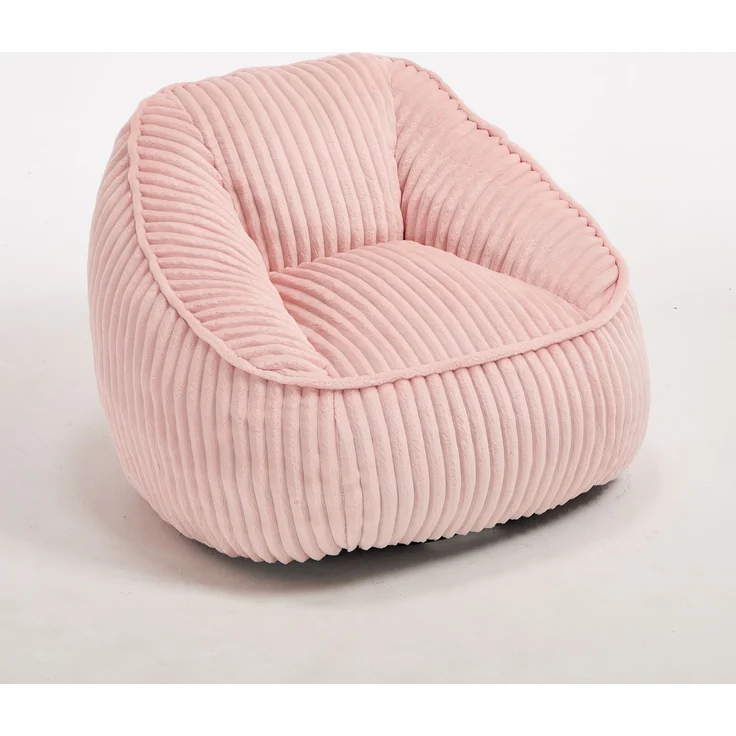 Wohnora-Bean Bag Stuhl mit Memory-Schaumstofffüllung, gestreifter Blasen-Plüsch, flauschig, gemütlich, gemütlicher Sofa für Wohnzimmer, Wohnungen und Schlafsäle,H 73cm x T 98cm x B 92cm,Rosa – Bild 3