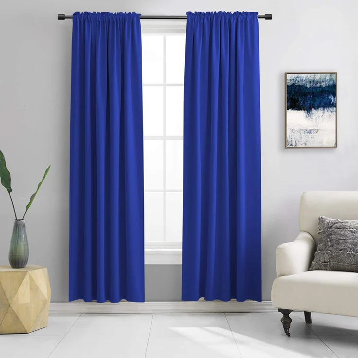 DONREN Verdunkelungsvorhänge für Schlafzimmer, wärmeisoliert, einfarbig, Tunnelzug, 106,7x213,3 cm (B x L), 2 Schals, Königsblau