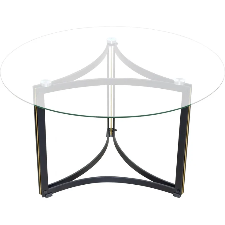 Eleganter Couchtisch mit runder Glasplatte & Metallgestell – Modernes Design mit goldfarbenen Akzenten – Bild 3