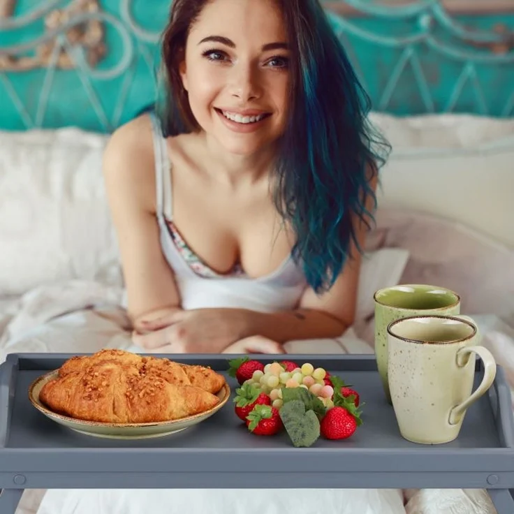 Bambus Betttablett grau – Bild 3