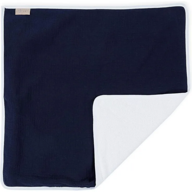 KraftKids Wickeltischunterlage Musselin dunkelblau, Windelmatte aus 100% Baumwolle, wasserundurchlässige Reise-Wickelunterlage