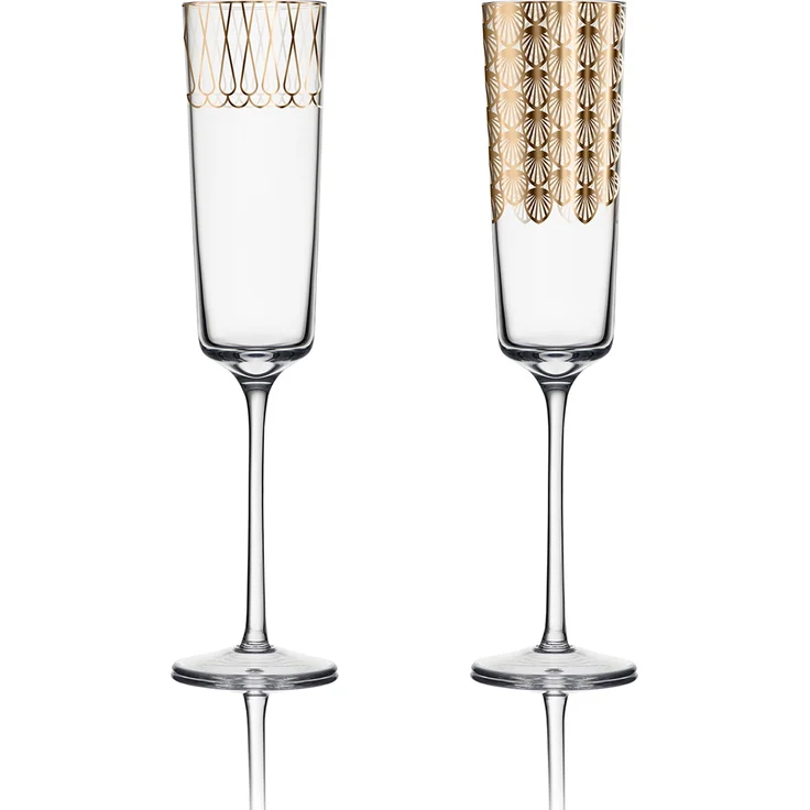 Goebel / First. Gold,Sektgläser - 2 Stk,Muster 001 + 003,6,0cm x 6,0cm x 25,0cm / Glas / 6,0cm x 6,0cm x 25,0cm – Bild 1