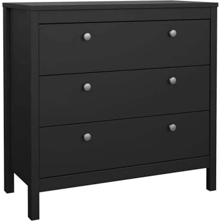 Dmora - Kommode Joceline, Mehrzweckkommode, Schlafzimmerkommode, Schrank mit Schubladen, 82x38 h80 cm, Schwarz – Bild 2