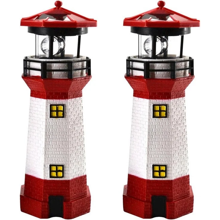 HAC24 LED Solarleuchte 2x Solar Leuchtturm Garten Deko Leuchtfeuer Gartendekoration, LED fest integriert, 28 cm – Bild 1