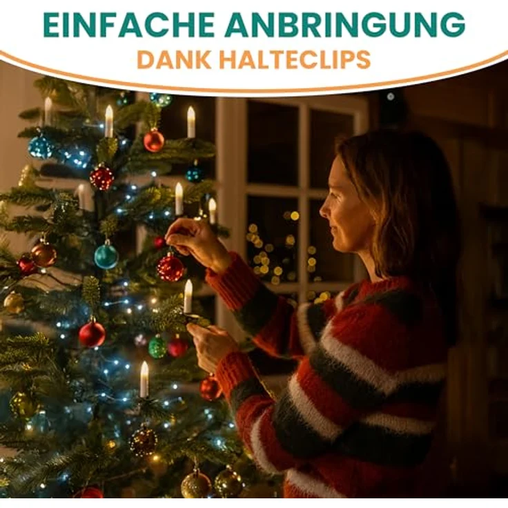 Gartenpirat LED-Lichterkette 14,5m 30 LED-Kerzen warmweiß Timer Weihnachtsbeleuchtung Innen&Außen – Bild 7
