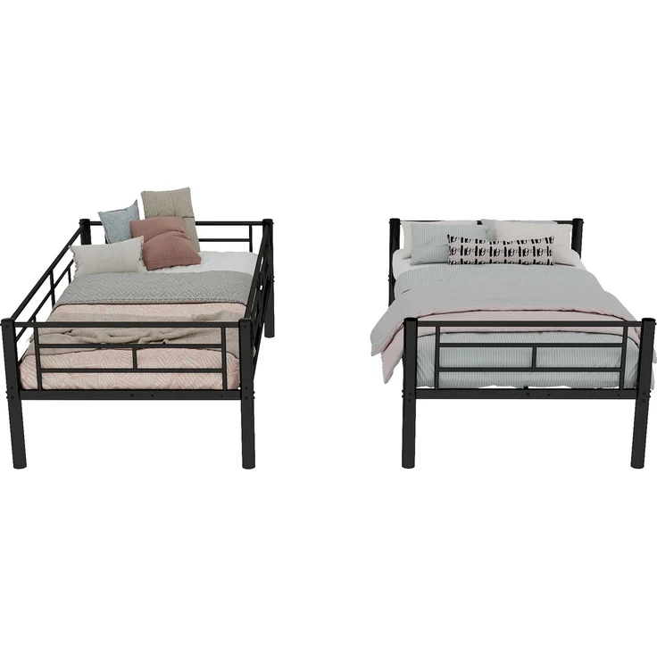 Etagenbett, untere Liegefläche 90×190 cm, mit Rausfallschutz, teilbar, Schwarz, ohne Matratze – Bild 9